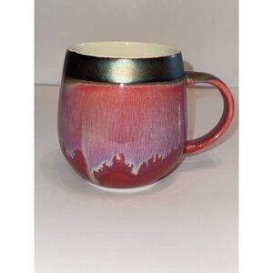 Handcrafted Red & Black Reactive Glaze Stoneware Mug By Redells
